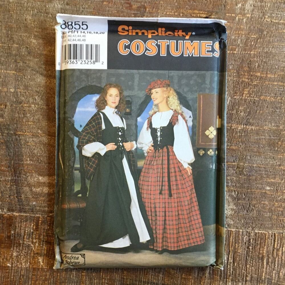 Simplicity Sewing Pattern Celtic Highland Costume Dress Renaissance 14-20 UNCUT